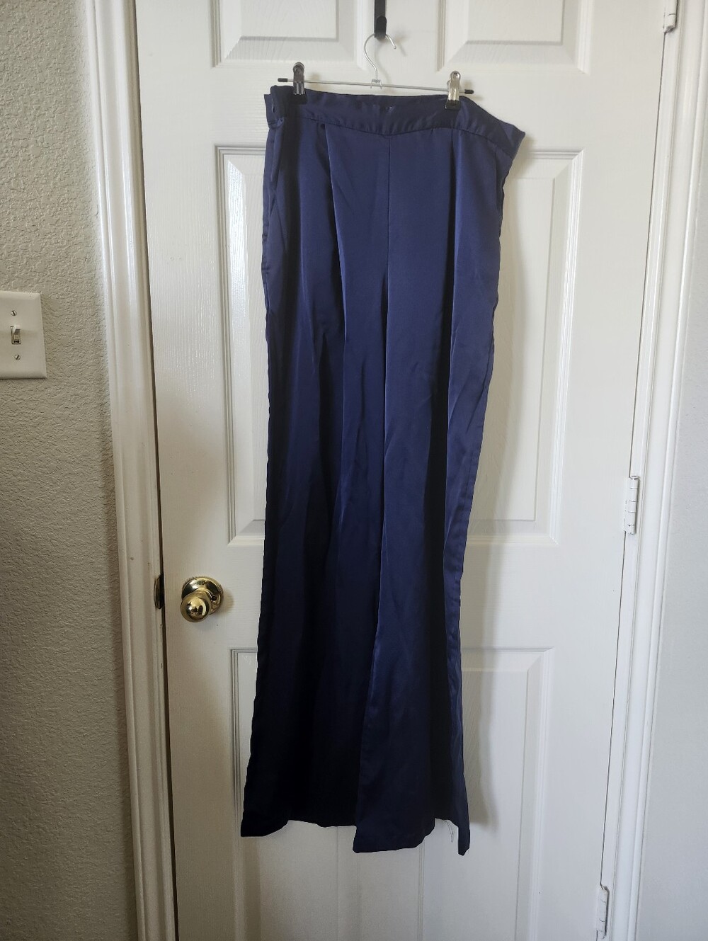 Fashion Nova Navy Blue Wide-Leg Trousers